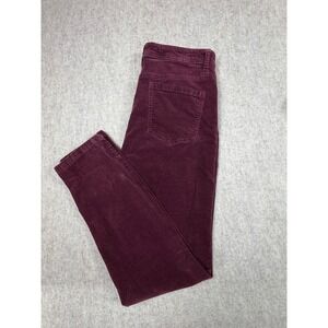 John Mark Corduroy Pants Womens 10 Burgundy Skinny Stretch Mid Rise